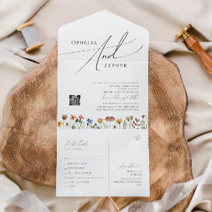 Colourful Wildflower Casual QR Code Seal and Sen All In One Invitation
