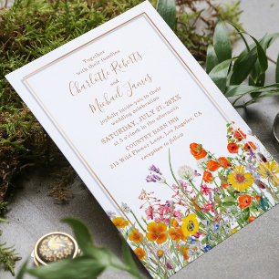 Colourful Wildflower Country Garden Wedding Invitation