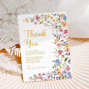 Colourful Wildflower Couples Bridal Shower  Thank You Card