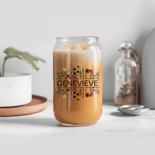 Colourful Wildflower Custom Name Can Glass