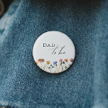 Colourful Wildflower Dad To Be 6 Cm Round Badge<br><div class="desc">This colourful wildflower dad-to-be button is perfect for your simple, whimsical, boho rainbow summer baby shower. The bright, enchanted pink, yellow, orange, and gold colour florals give this product the feel of a minimalist, elegant, vintage hippie spring garden. The modern design is artsy and delicate, portraying a classic earthy meadow...</div>