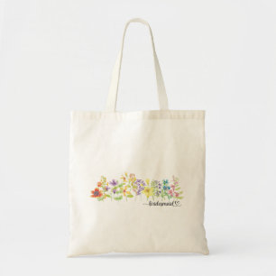 Colourful Wildflower Elegant Bridesmaid Tote Bag