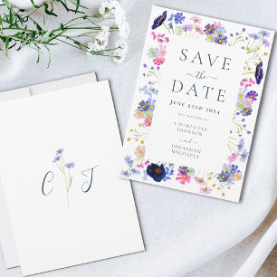 Colourful Wildflower Elegant Wedding Save The Date