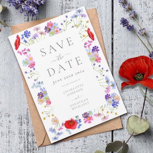 Colourful Wildflower Elegant Wedding Save The Date
