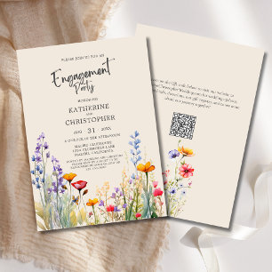 Colourful Wildflower Engagement Party Elegant Beig Invitation