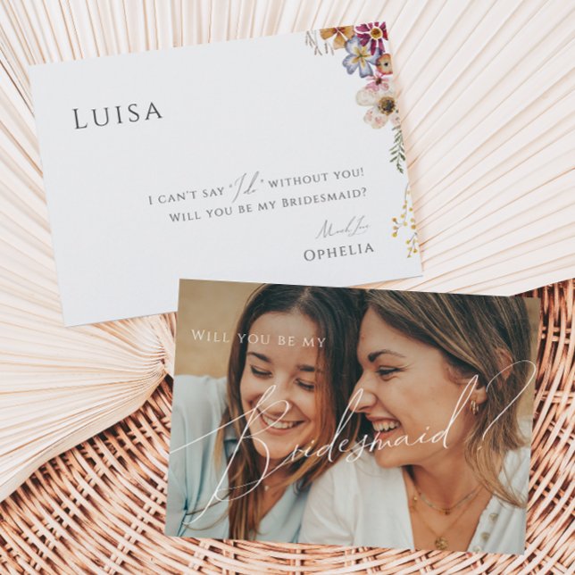 Colourful Wildflower | Faded Photo Bridesmaid Card (Creator Uploaded)