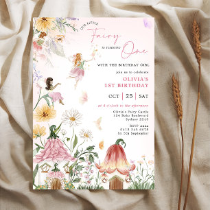 Colourful Wildflower Fairy Princess 1st Birthday Invitation