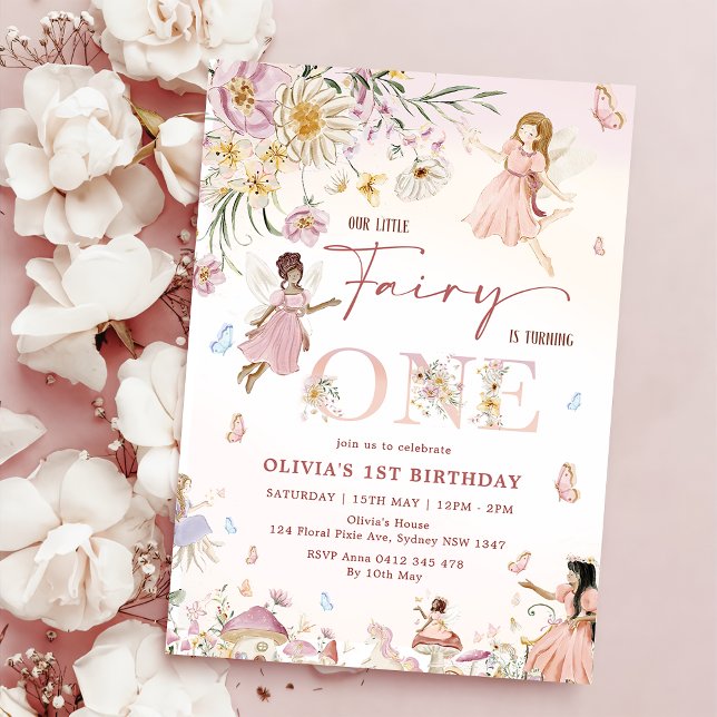 Colourful Wildflower Fairy Princess 1st Birthday | Invitation (Creator Uploaded)