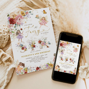 Colourful Wildflower Fairy Princess 6th Birthday Invitation