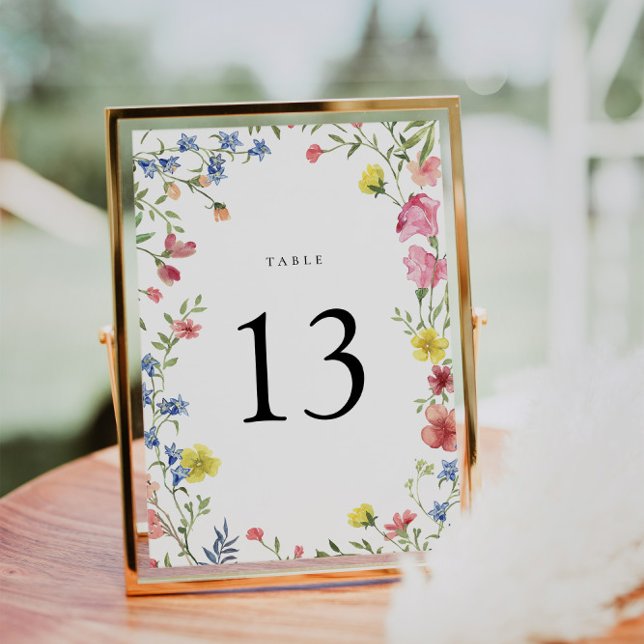 Colourful Wildflower Fairytale Wedding Table Numbe (Wedding Table Number)