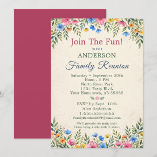 Colourful Wildflower Family Reunion Join The Fun Invitation