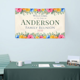 Colourful Wildflower Family Reunion Welcome Banner