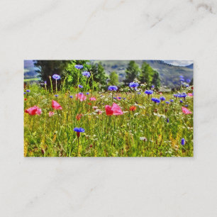 Colourful wildflower field business cards