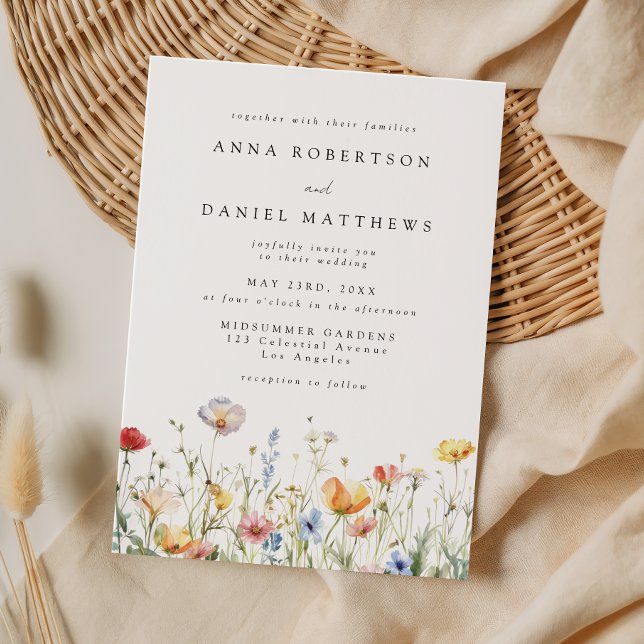 Colourful Wildflower Field Wedding Invitation (Creator Uploaded)