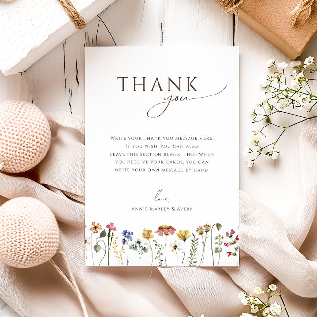 Colourful Wildflower Flat Vertical Birthday Party Thank You Card (Creator Uploaded)