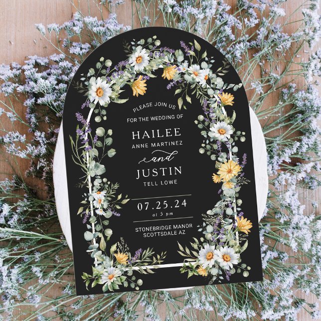 Colourful Wildflower Floral Arched Spring Wedding Invitation (Creator Uploaded)