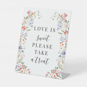 Colourful Wildflower Floral Boho Wedding Treat Sig Pedestal Sign