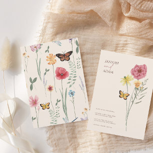Colourful Wildflower Floral Butterfly Wedding Invitation