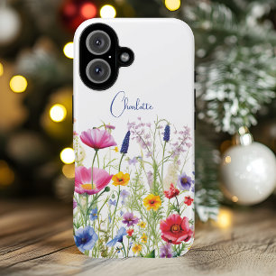 Colourful Wildflower Floral Personalised Name iPhone 16 Case