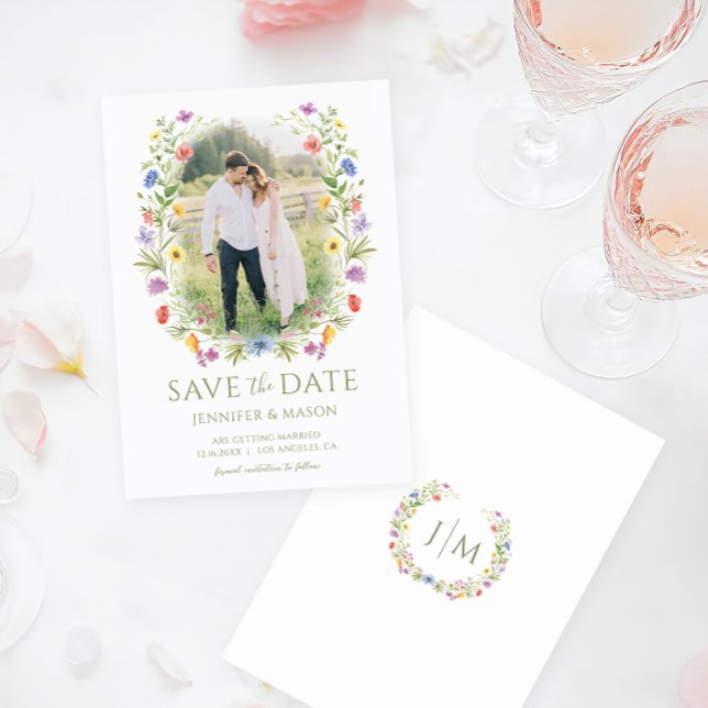 Colourful Wildflower Floral Save The Date Photo Invitation (Creator Uploaded)