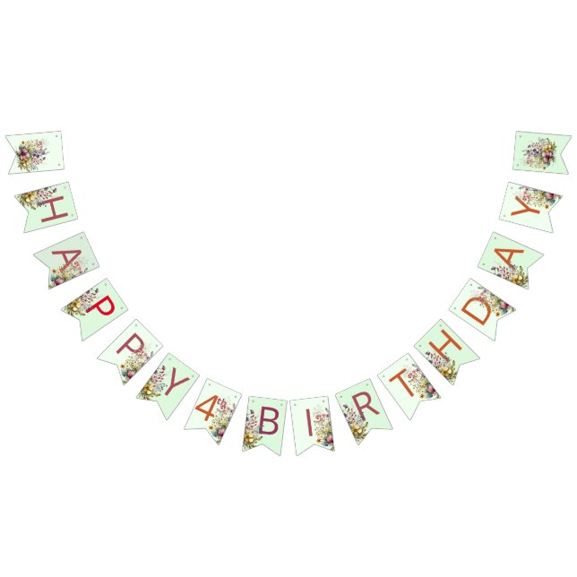 Colourful Wildflower Floral Watercolor Birthday Bunting (All)