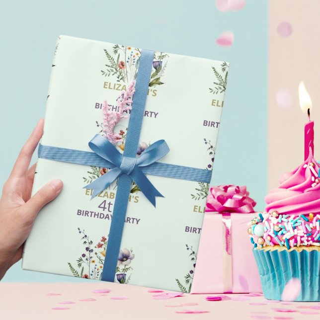 Colourful Wildflower Floral Watercolor Birthday Wrapping Paper (Creator Uploaded)