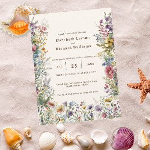 Colourful Wildflower Floral Watercolor Wedding Invitation