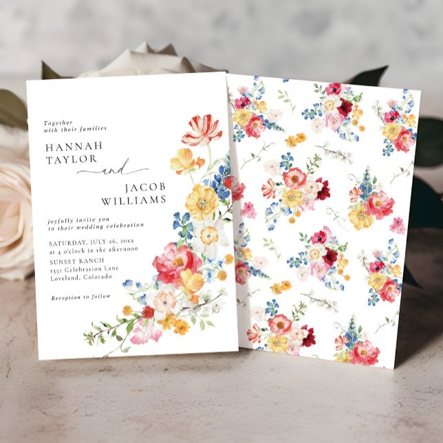 Colourful Wildflower Floral Wedding Invitation (Creator Uploaded)