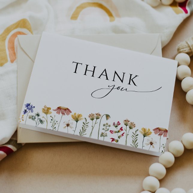 Colourful Wildflower Folded Baby Shower Thank You Card (Creator Uploaded)