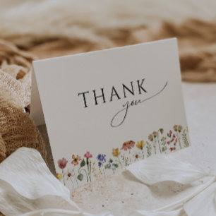 Colourful Wildflower Folded Birthday Party Thank You Card