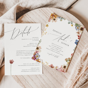 Colourful Wildflower Garden   All In One Wedding Invitation
