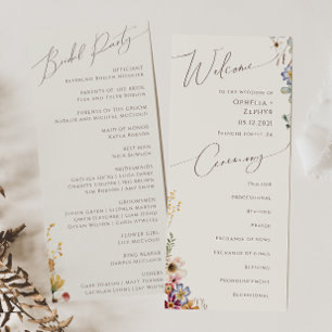 Colourful Wildflower Garden   Beige Wedding Program