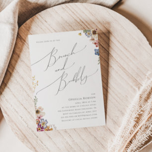 Colourful Wildflower   Garden Brunch and Bubbly Invitation