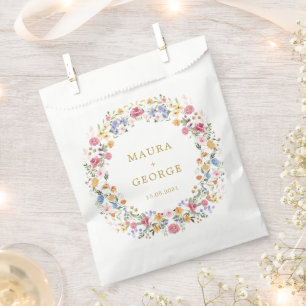 Colourful Wildflower Garden Floral Wreath Wedding Favour Bag