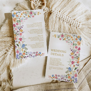 Colourful Wildflower Garden Flowers Wedding Detail Enclosure Card