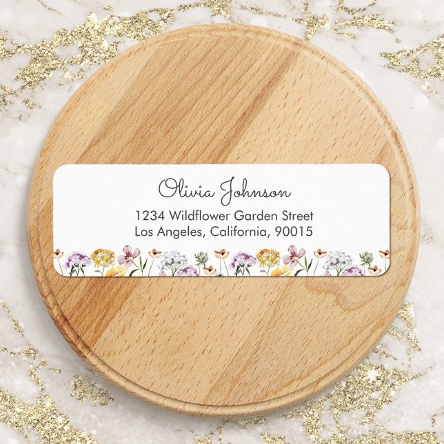 Colourful Wildflower Garden return address Label (Close up)
