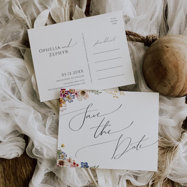 Colourful Wildflower Garden Save The Date Postcard (Creator Uploaded)