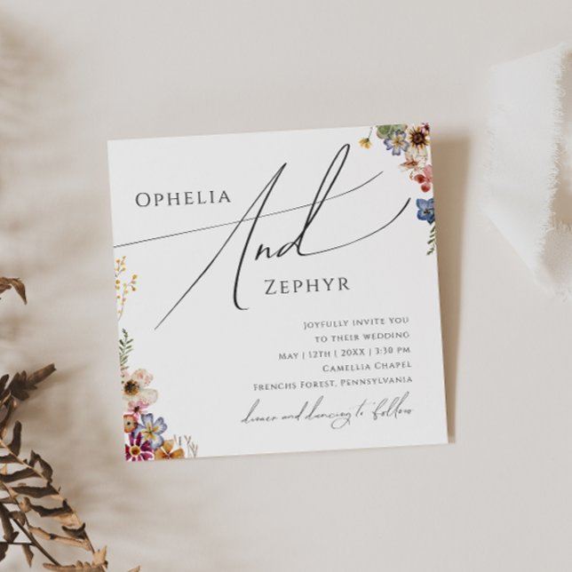 Colourful Wildflower | Garden Square Wedding Invitation (Creator Uploaded)