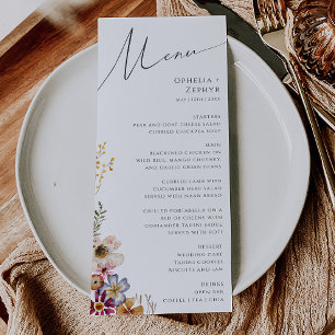 Colourful Wildflower Garden Wedding Dinner Menu