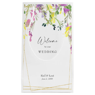 Colourful Wildflower Geometric Wedding Welcome Small Gift Bag