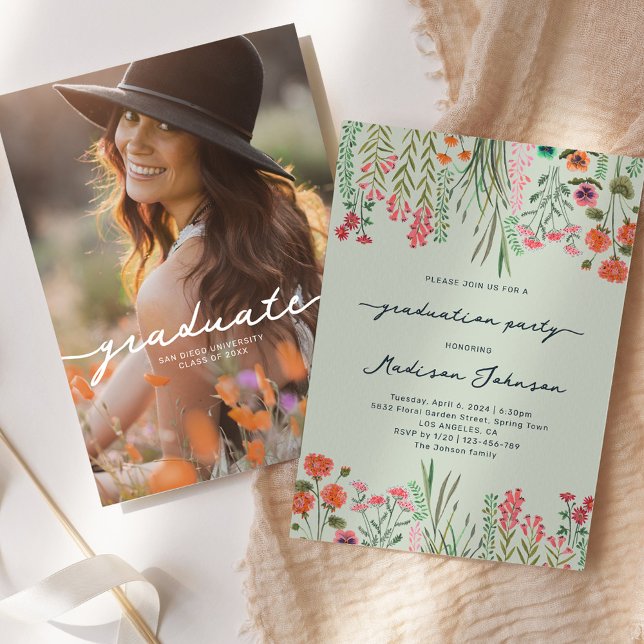 Colourful Wildflower Graduation Party Invitation (Colorful Wildflower Graduation Party Invitation)