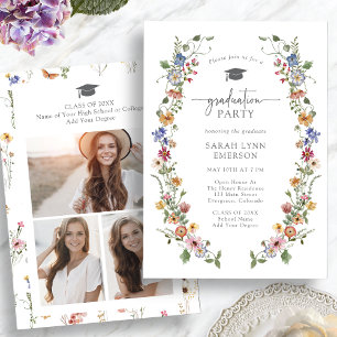 Colourful Wildflower Graduation Party Invitation