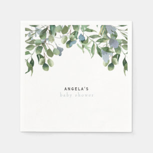 Colourful Wildflower Greenery Custom Blue Baby Napkin