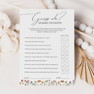 Colourful Wildflower Guess Who Mummy Or Daddy Card