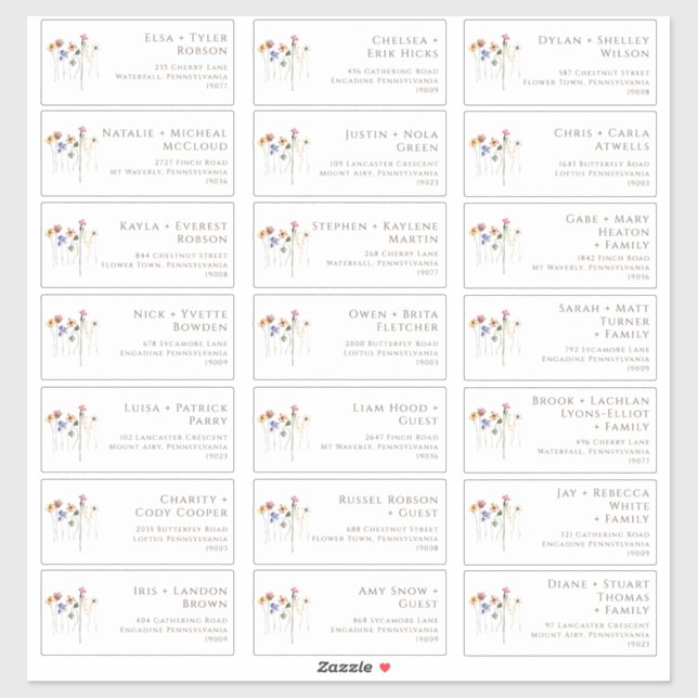 Colourful Wildflower | Guest Address Labels (Sheet)