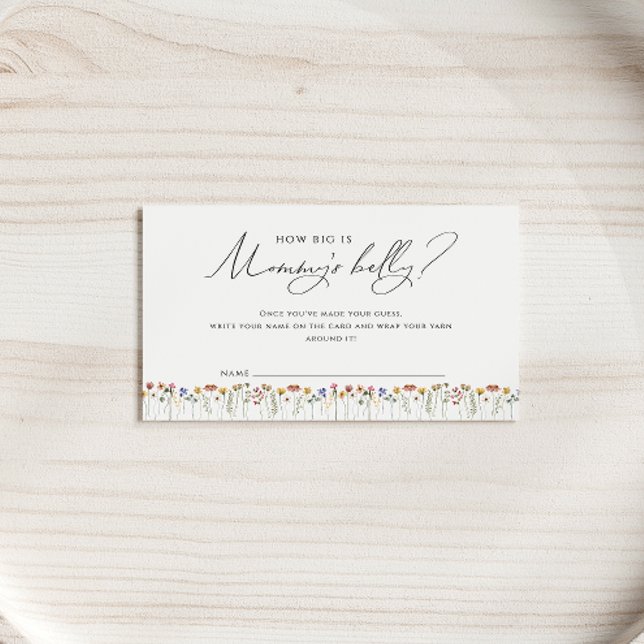 Colourful Wildflower "How Big Is Mommys Belly" Car Place Card (Creator Uploaded)