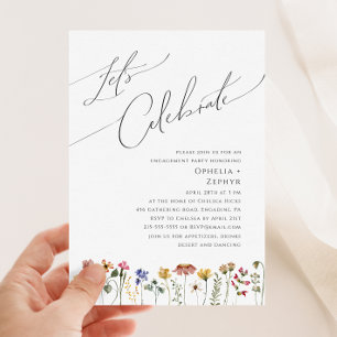 Colourful Wildflower   Let's Celebrate Invitation