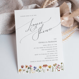 Colourful Wildflower   Lingerie Shower Invitation