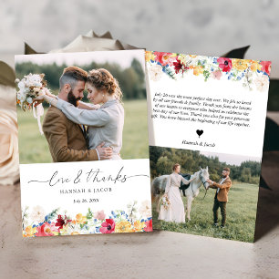 Colourful Wildflower Love and Thanks Wedding Thank You Card