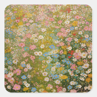 Colourful Wildflower Meadow 2 Square Sticker